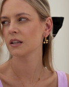 Złote kolczyki kółka z wisienkami