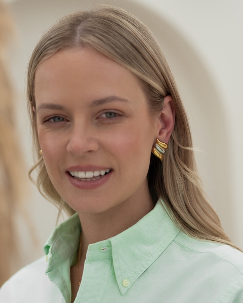 Srebrno-złote geometryczne kolczyki ze stali chirurgicznej