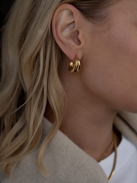 Złote kolczyki vintage stal chirurgiczna