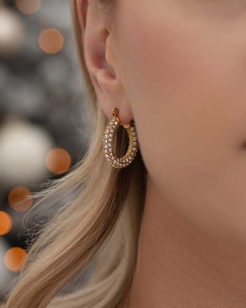 Okrągłe kolczyki z cyrkoniami