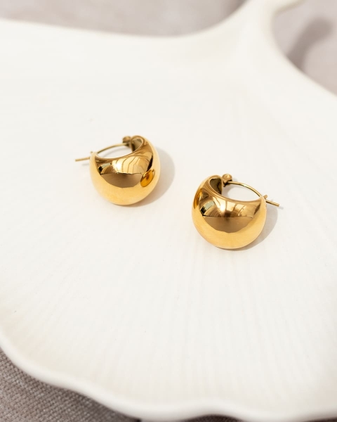 Okrągłe złote kolczyki hoops ze stali