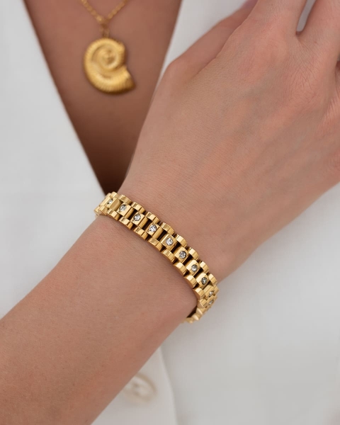 Złota bransoleta z cyrkoniami