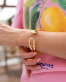 Złota geometryczna bransoleta ze stali