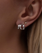 Srebrne kolczyki ze stali o potrójnej, zaokrąglonej formie