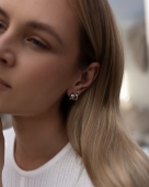 Srebrne kolczyki ze stali w lekkiej, wielorzędowej konstrukcji