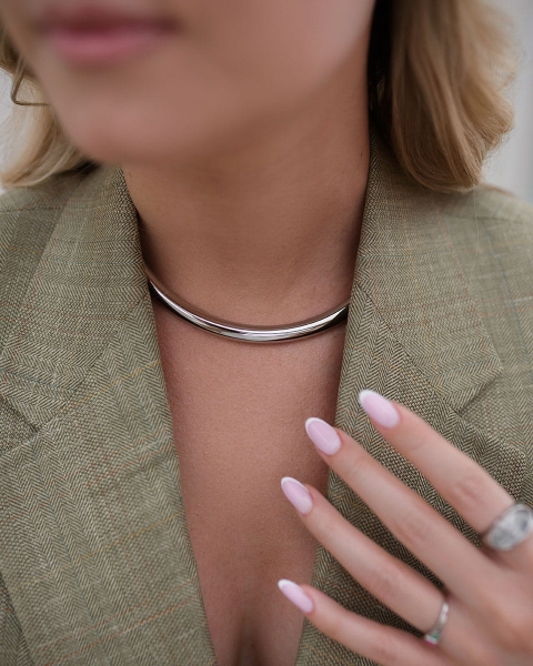 Srebrny choker ze stali chirurgicznej premium