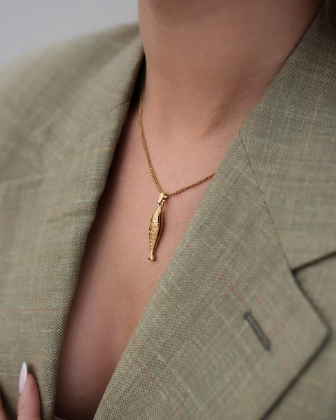 Złoty naszyjnik z rybką ze stali chirurgicznej y2k