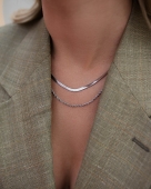 Srebrny podwójny naszyjnik ze stali chirurgicznej premium