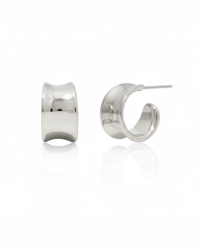 Srebrne kolczyki półokrągłe minimalistyczne ze stali basic