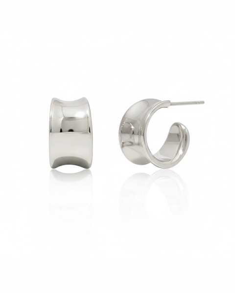 Srebrne kolczyki półokrągłe minimalistyczne ze stali basic