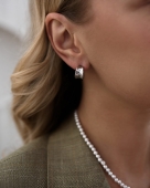 Srebrne kolczyki półokrągłe minimalistyczne ze stali