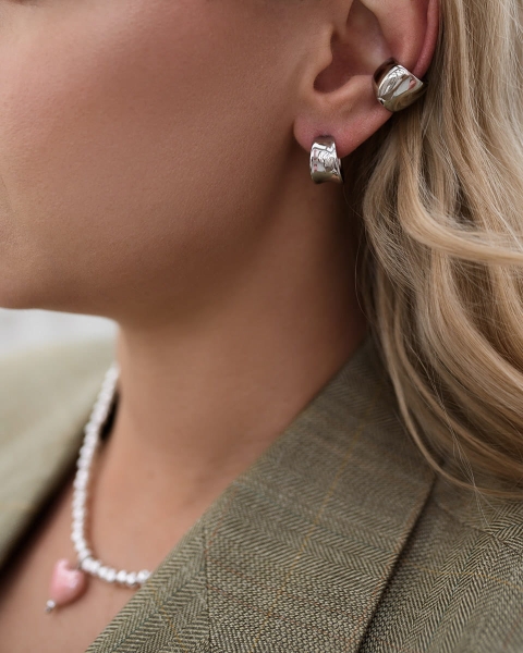 Srebrne kolczyki półokrągłe minimalistyczne ze stali na prezent