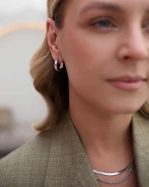 Srebrne kolczyki koła ze stali na prezent