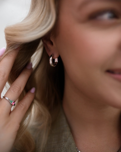 Srebrne kolczyki koła ze stali chirurgicznej milimalistyczne