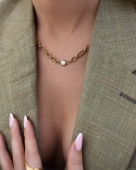 Złoty naszyjnik ze stali chirurgicznej premium z cyrkonią