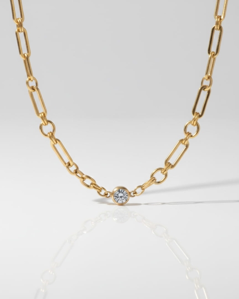 Złoty naszyjnik ze stali chirurgicznej na prezent