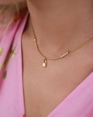 Złoty naszyjnik z kłódką i cyrkoniami ze stali na prezent