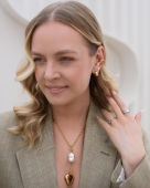 Złoty naszyjnik z sercem i imitacją perły ze stali chirurgicznej basic