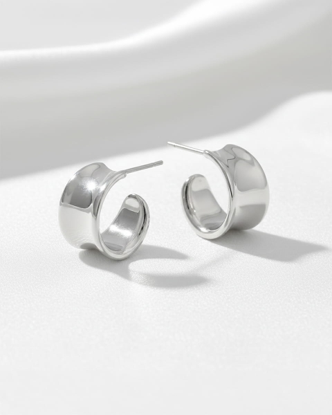 Srebrne kolczyki na sztyfcie ze stali pinterest