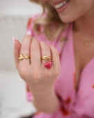 Złoty pierścionek z zawieszką do wyboru ze stali chirurgicznej premium basic