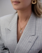 Złoty naszyjnik z naturalną perłą i cyrkoniami pinterest