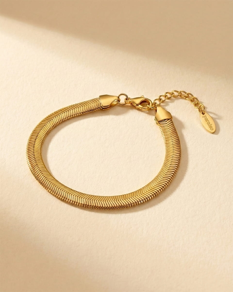 Złota bransoletka żmijka ze stali chirurgicznej