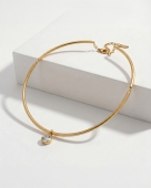 Złoty sztywny choker z cyrkonią ze stali Pinterest