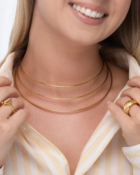 Potrójny złoty choker ze stali chirurgicznej