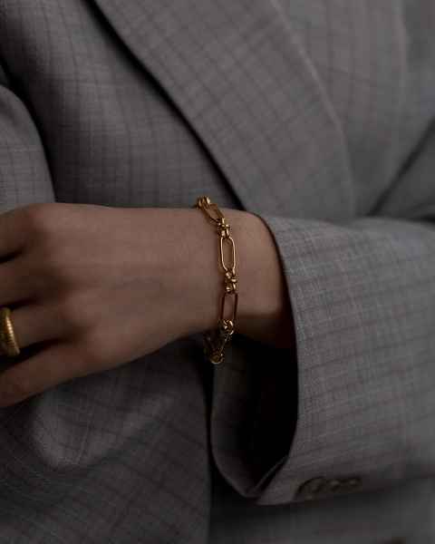 Modna złota bransoletka typu łańcuch ze stali chirurgicznej pozłacana 18k złotem