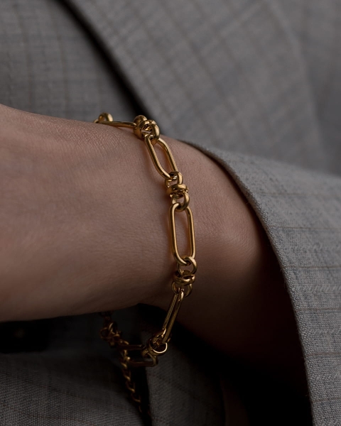 Modna złota bransoletka ze stali chirurgicznej pozłacana 18k