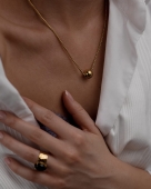 Złoty naszyjnik z kulką ze stali chirurgicznej pozłacany 18k złotem