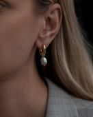 kolczyki koła ze stali nierdzewnej pozłacane 18k złotem z perłami z perłą 2 w 1 eleganckie vintage style